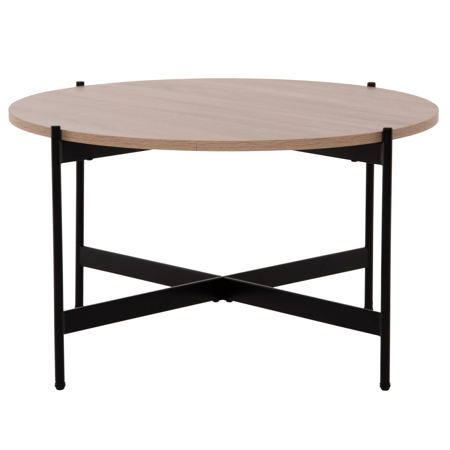 Coffee Table Hm9588.03 Mdf Sonoma Tabletop-black Metal Base Φ80x45hcm.