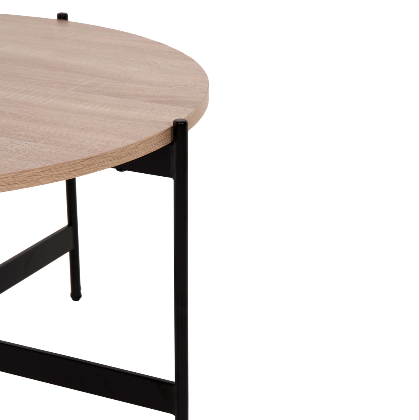 Coffee Table Hm9588.03 Mdf Sonoma Tabletop-black Metal Base Φ80x45hcm.