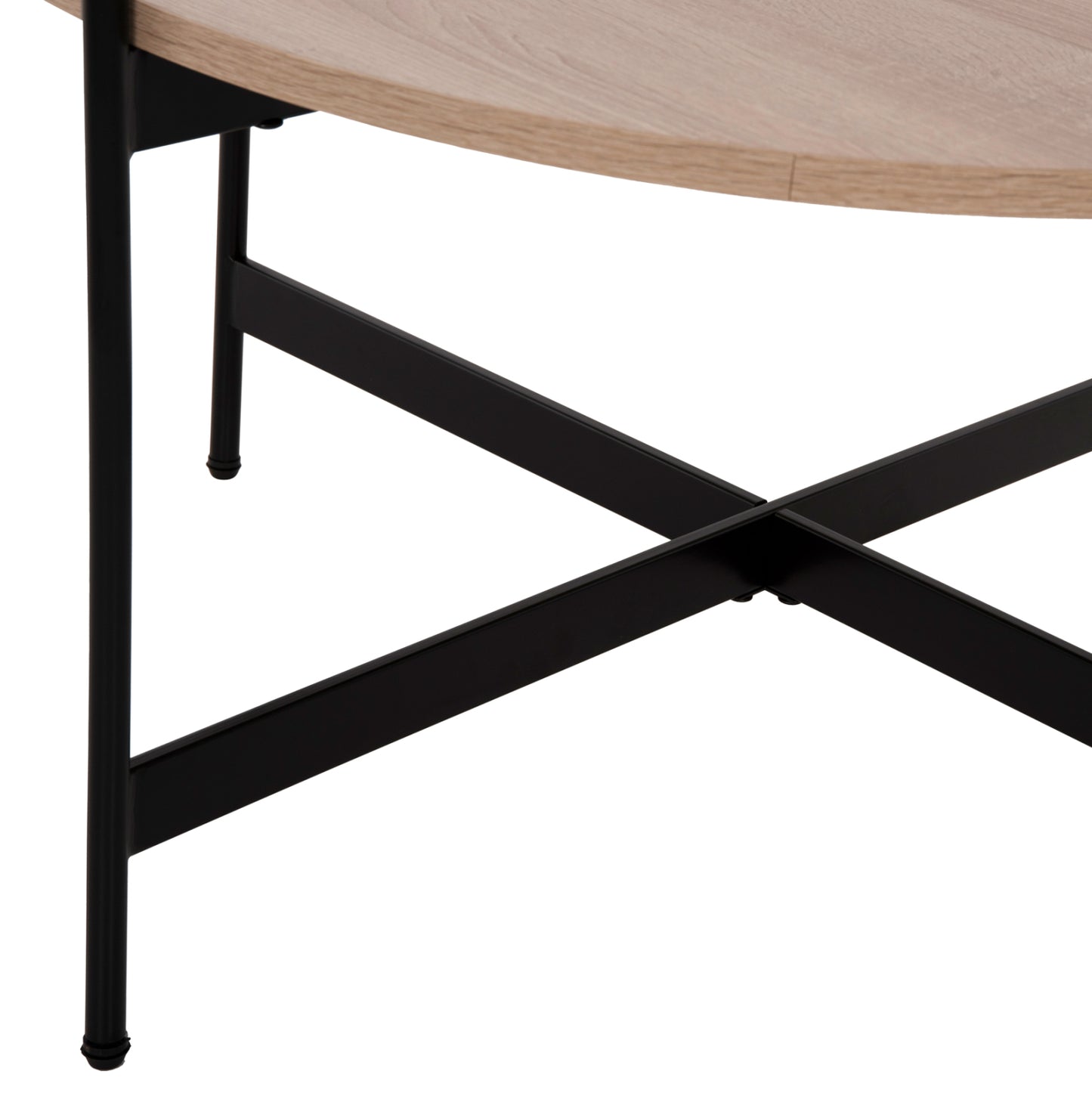 Coffee Table Hm9588.03 Mdf Sonoma Tabletop-black Metal Base Φ80x45hcm.