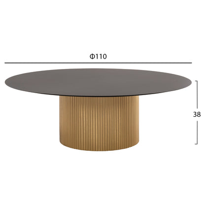 Coffee Table Clad Hm9673 Metal In Gold And Black Top Φ110x38hcm.