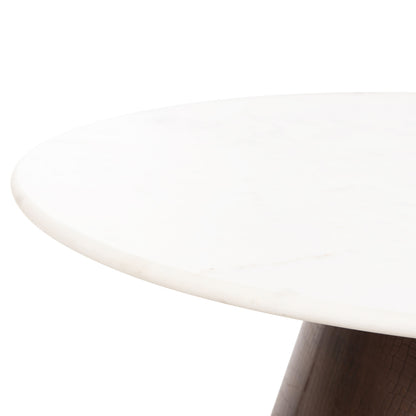 Coffee Table Foden Hm9721 White Marble Top And Antique Copper Color Metal Φ77x40hcm.