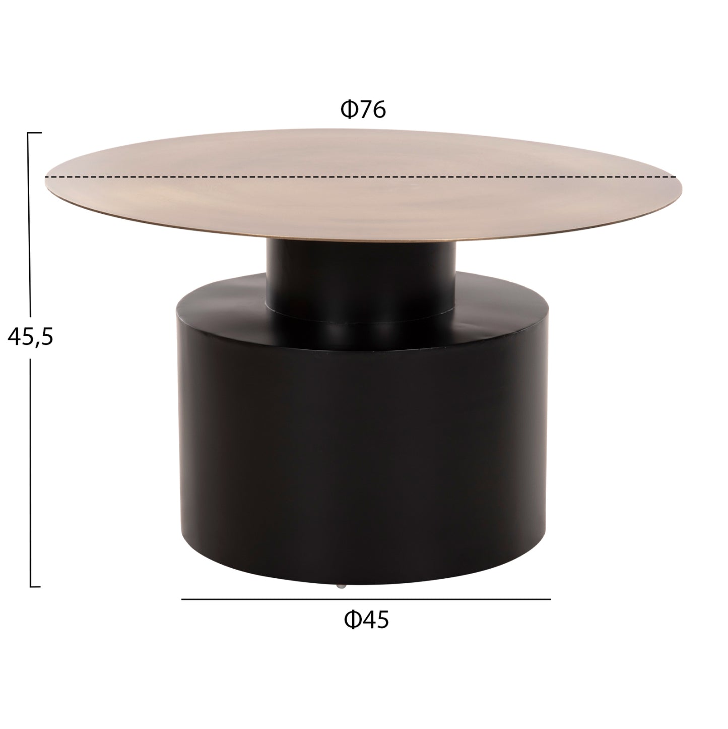 Coffee Table Cutty Hm9722 Metal In Black And Antique Brass Φ76x45,5hcm.