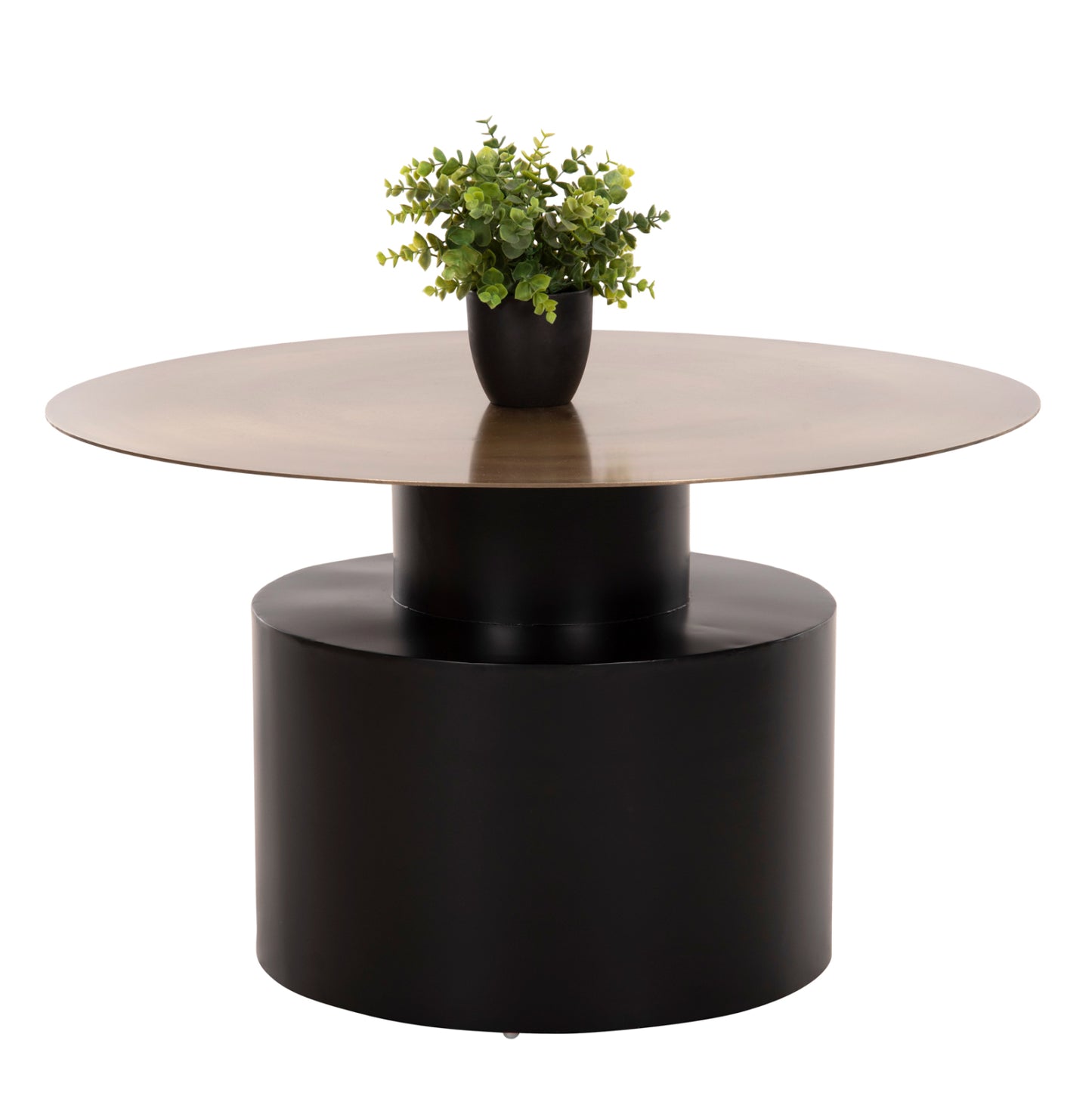 Coffee Table Cutty Hm9722 Metal In Black And Antique Brass Φ76x45,5hcm.