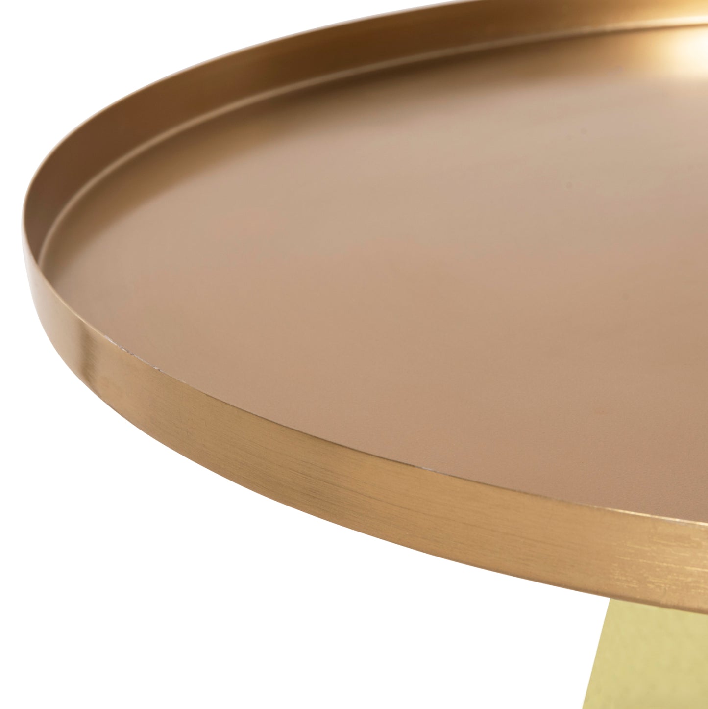 Coffee Table Scal Hm9724 Green Glass Base-metal Top In Gold Φ76x43,5hcm.