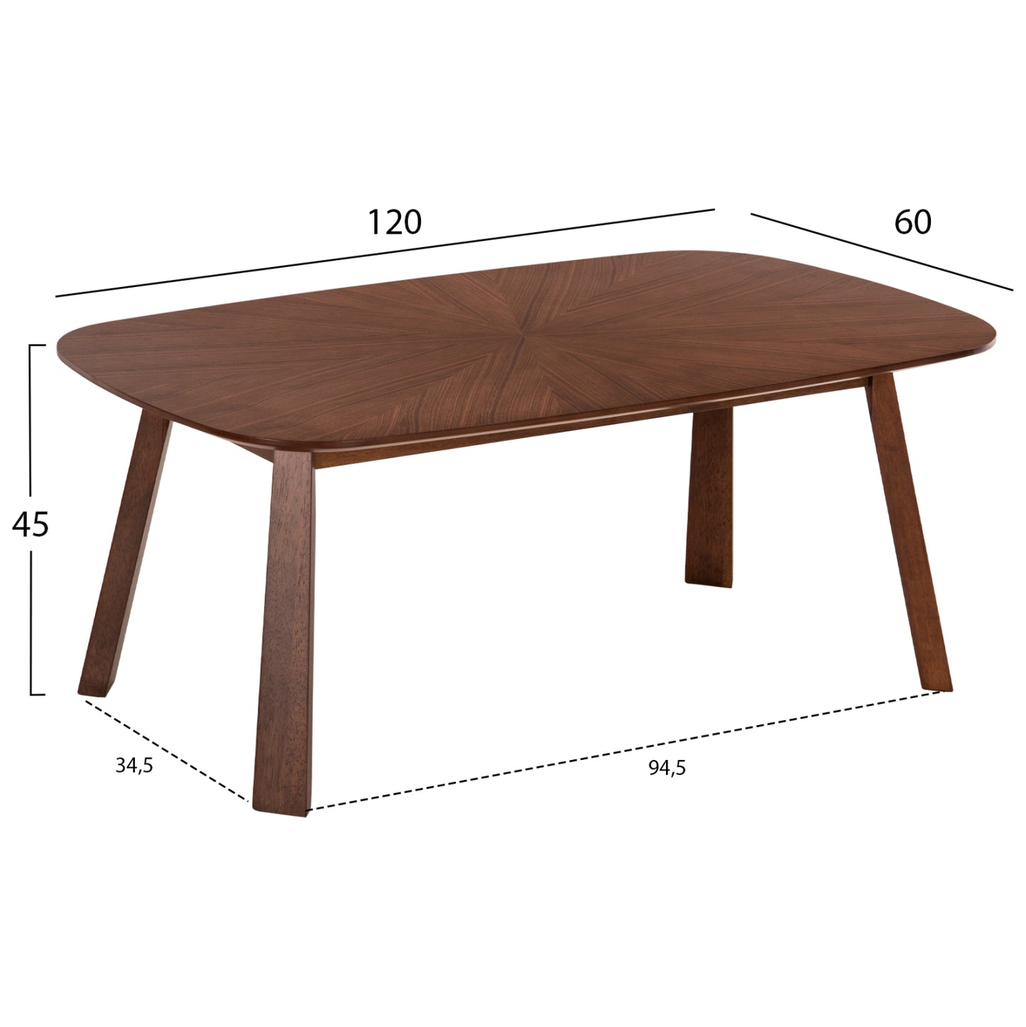 Coffee Table Riner Hm9737 Mdf In Walnut Color 120x60x45hcm.