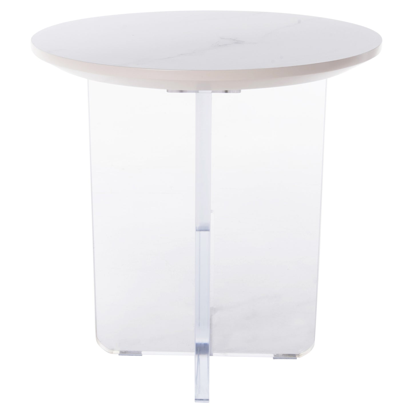 Coffee Table Acrylon Hm9779.01 Hpl White Marble-acrylic Legs Φ40x41hcm.