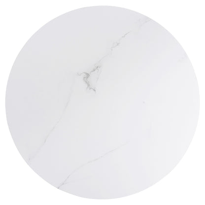 Coffee Table Acrylon Hm9779.01 Hpl White Marble-acrylic Legs Φ40x41hcm.