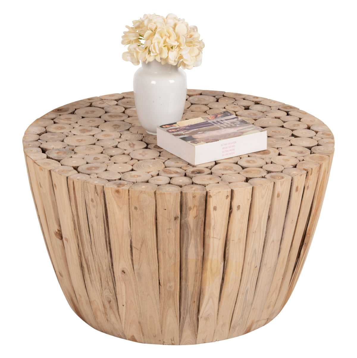 Coffee Table Hm9804 Teak Wood In Natural Φ80x46hcm.