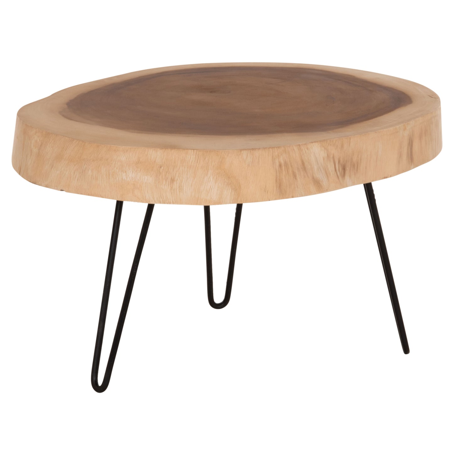 Coffee Table Servon Hm9912 Suar Wood In Natural--metal Legs In Black 76x67x44hcm.