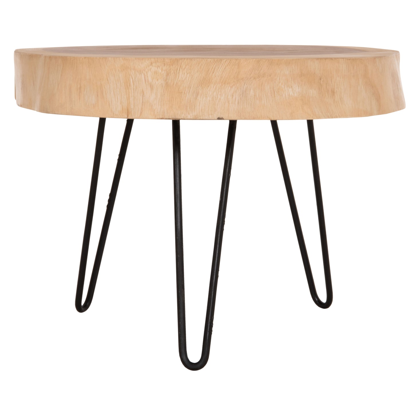 Coffee Table Servon Hm9912 Suar Wood In Natural--metal Legs In Black 76x67x44hcm.