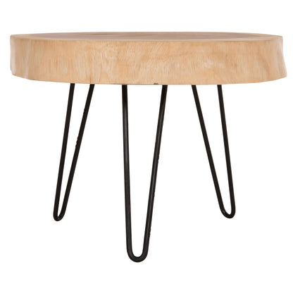 Coffee Table Servon Hm9912 Suar Wood In Natural--metal Legs In Black 76x67x44hcm.
