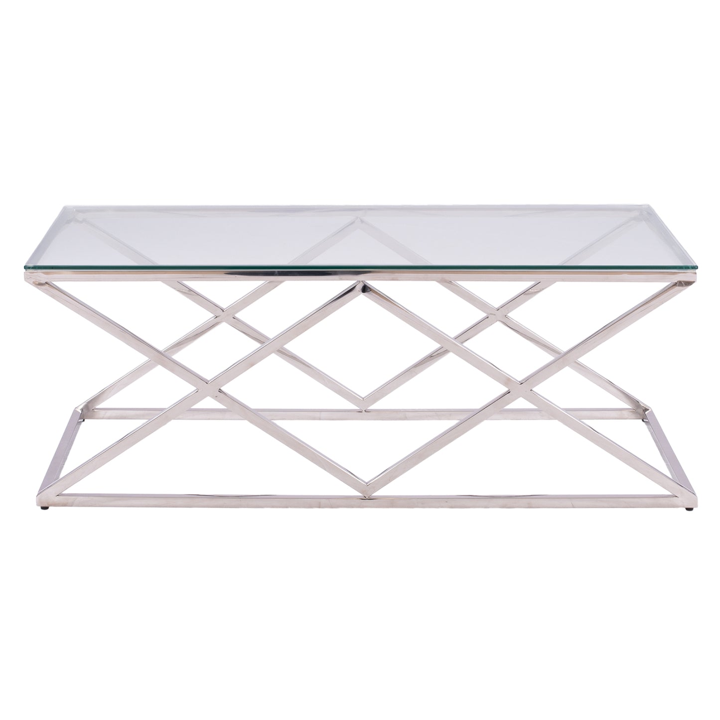 Coffee Table Holland Hm8624.01 With Glass And Chrome Base 120x60Χ45 Ek.