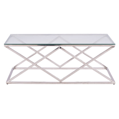 Coffee Table Holland Hm8624.01 With Glass And Chrome Base 120x60Χ45 Ek.