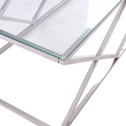 Coffee Table Holland Hm8624.01 With Glass And Chrome Base 120x60Χ45 Ek.