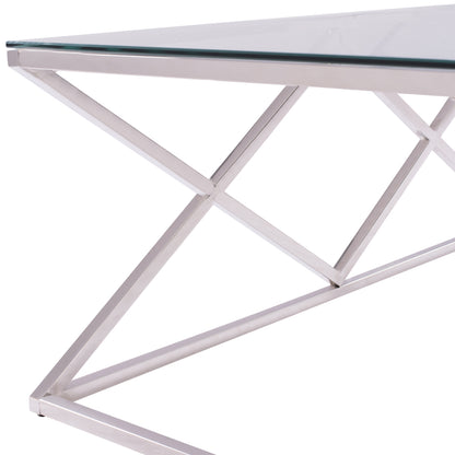 Coffee Table Holland Hm8624.01 With Glass And Chrome Base 120x60Χ45 Ek.