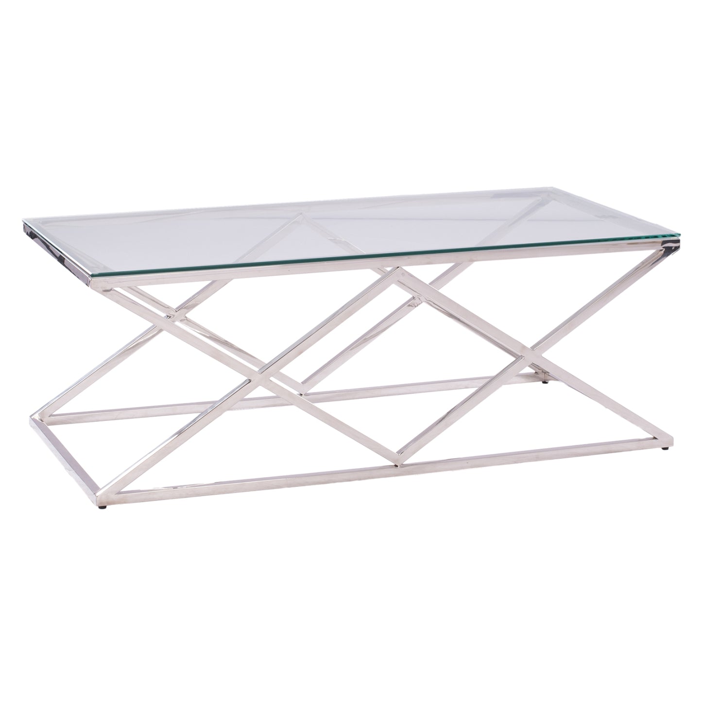 Coffee Table Holland Hm8624.01 With Glass And Chrome Base 120x60Χ45 Ek.