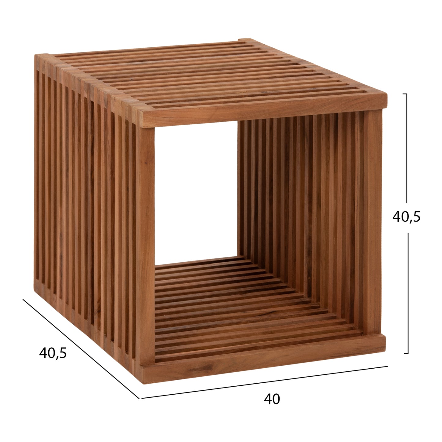 Side Table Cube 1-piece Made Of Teak Wood Hm9482 40x40,5x40,5h Cm.