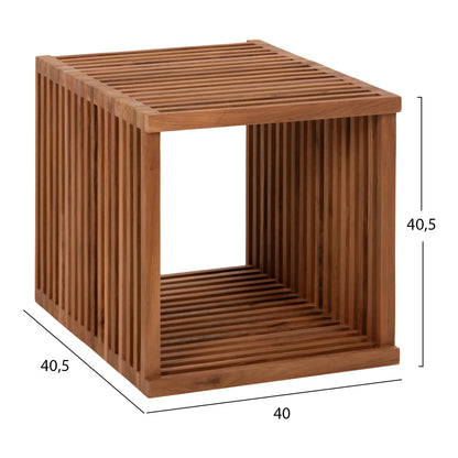 Side Table Cube 1-piece Made Of Teak Wood Hm9482 40x40,5x40,5h Cm.