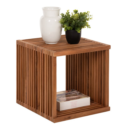 Side Table Cube 1-piece Made Of Teak Wood Hm9482 40x40,5x40,5h Cm.