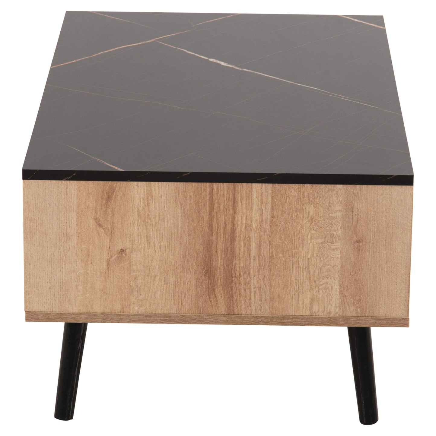 Coffee Table With Shelf Gunnez Hm9036.22 Oak-black Marble Look 90x54x38,5h Cm.