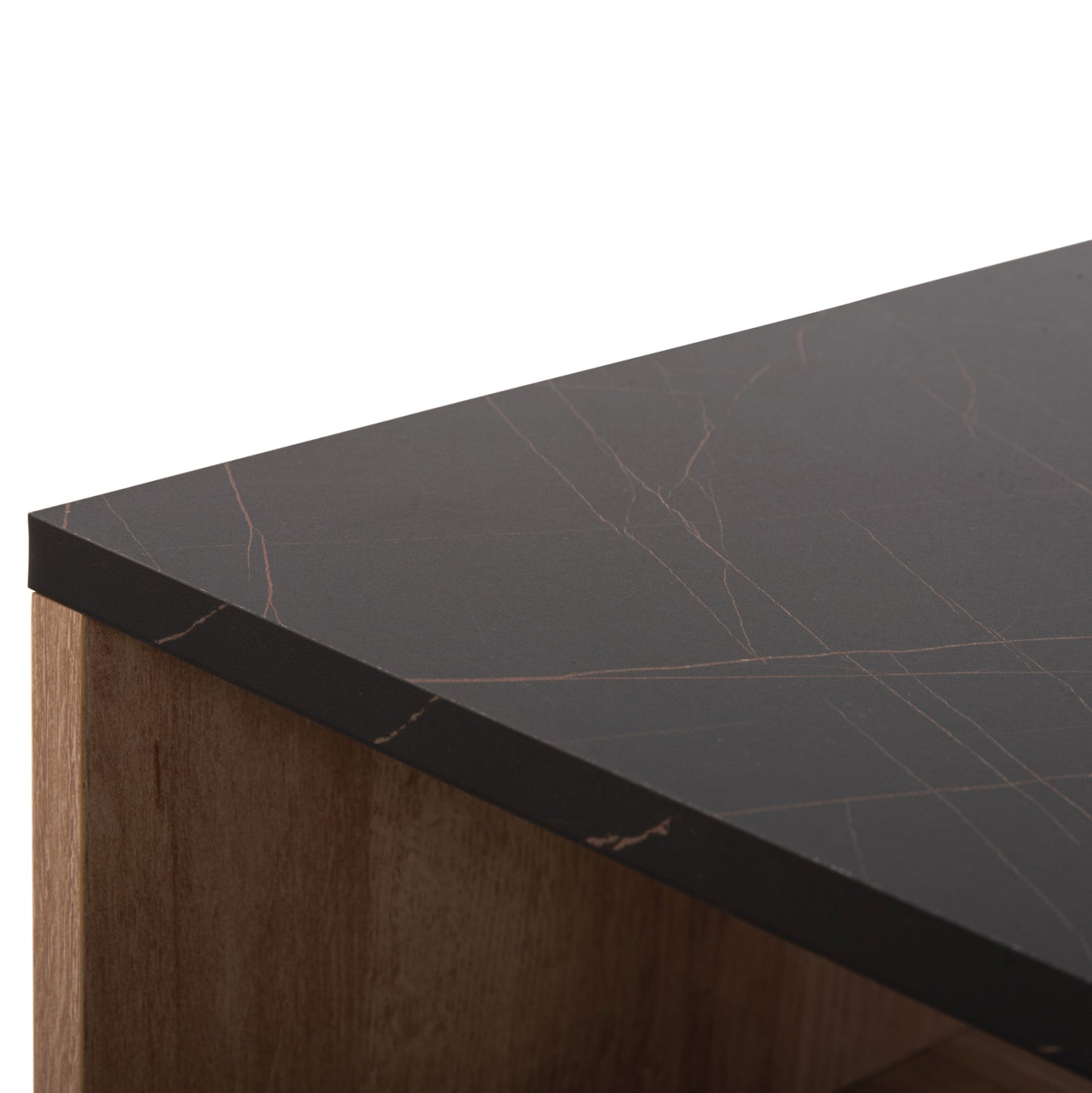 Coffee Table With Shelf Gunnez Hm9036.22 Oak-black Marble Look 90x54x38,5h Cm.