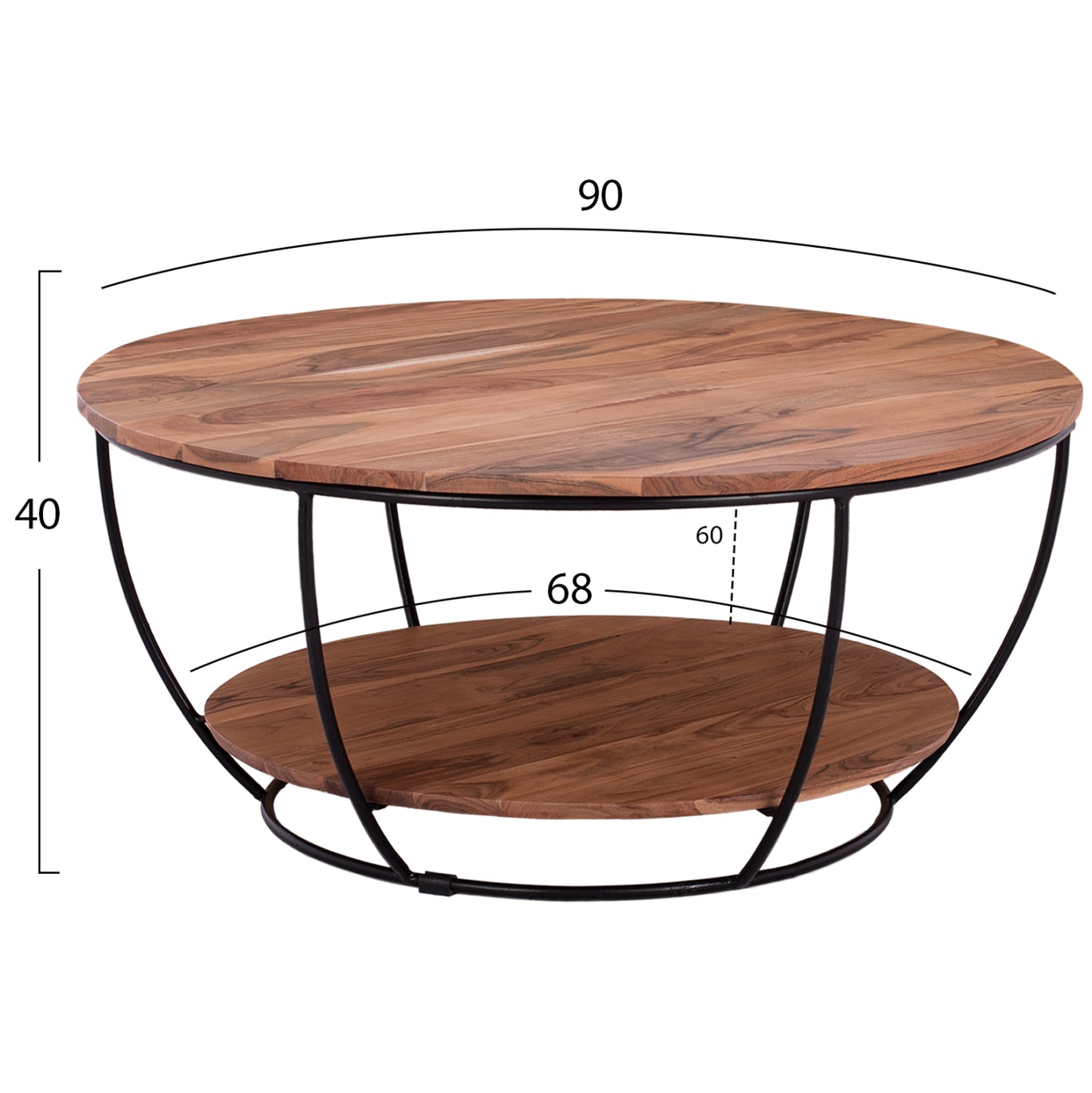 Coffee Table Hm8778.11 Acacia Wood  Φ90x40 Cm.