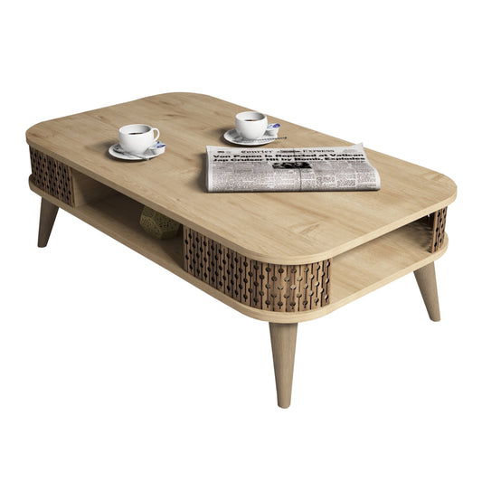 Coffee Table Melamine Hm9501.01 In Natural Oak 105x60x34.6hcm.