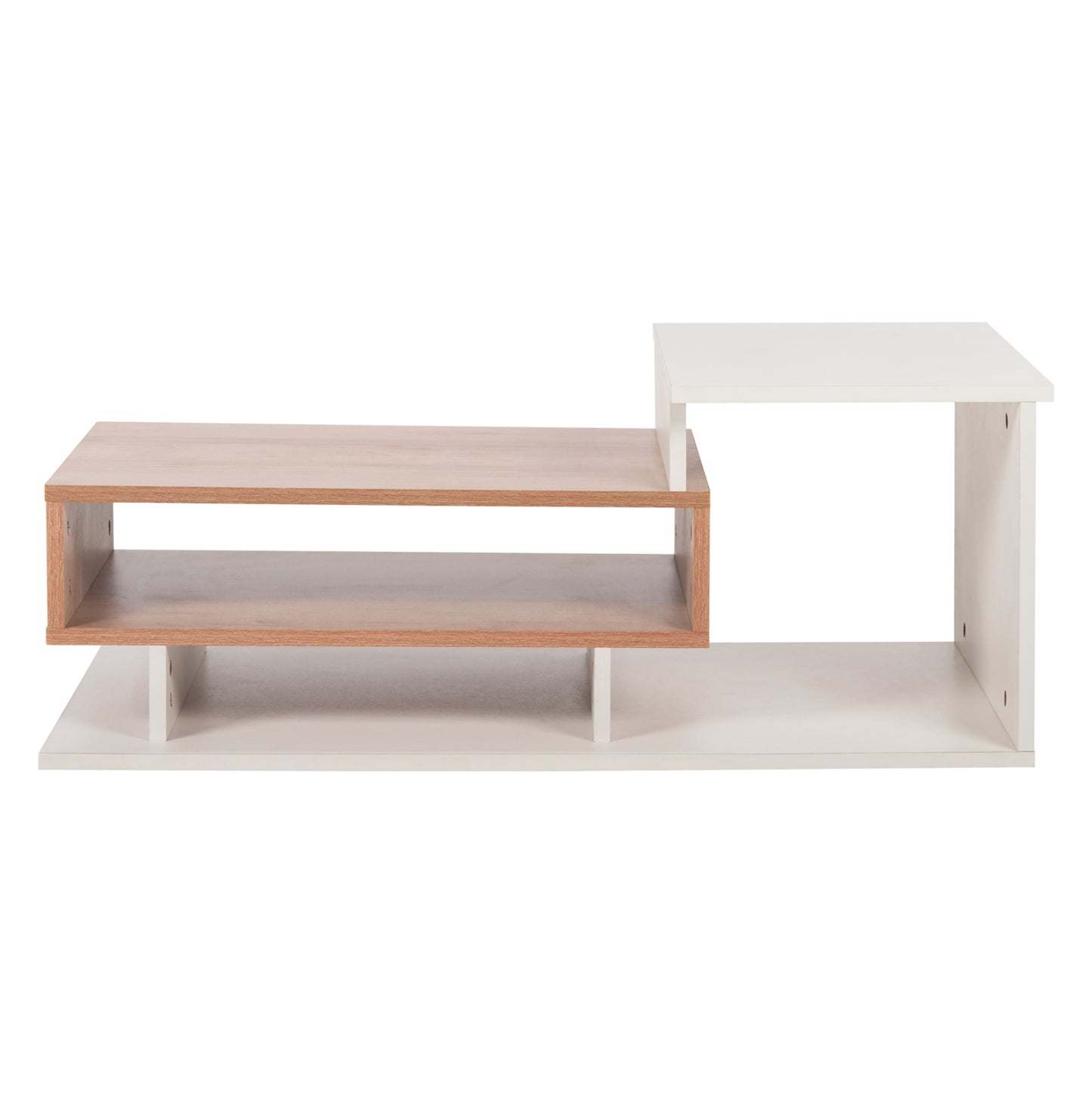 Coffee Table Rosamund Hm8868.11 Melamine In White & Natural 90x50x24,5-35hcm.