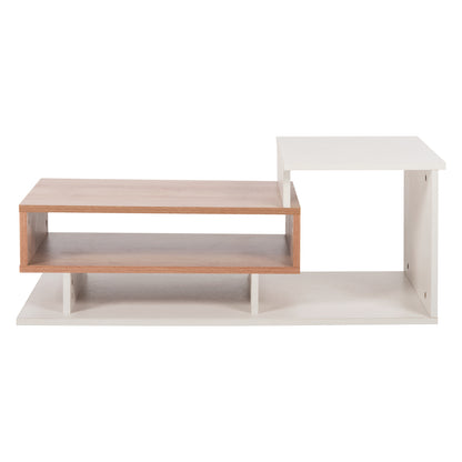 Coffee Table Rosamund Hm8868.11 Melamine In White & Natural 90x50x24,5-35hcm.