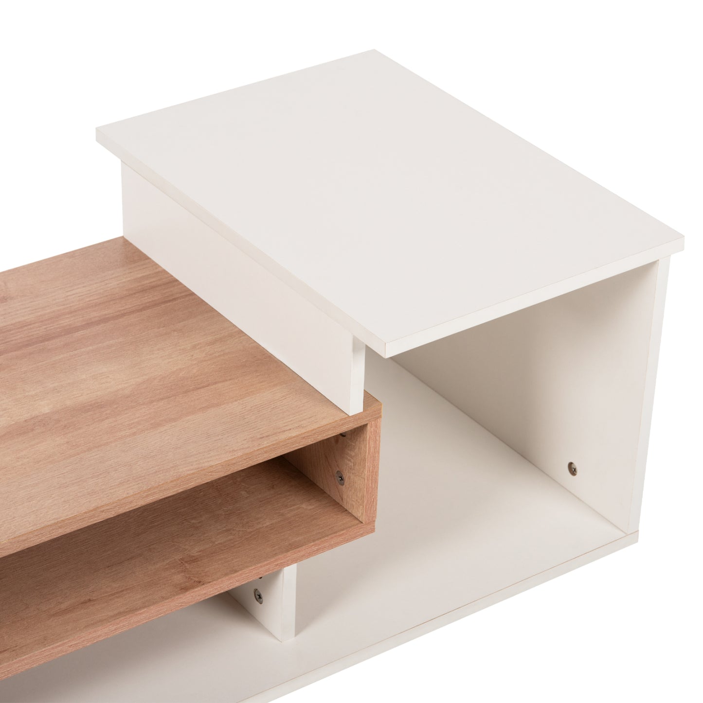 Coffee Table Rosamund Hm8868.11 Melamine In White & Natural 90x50x24,5-35hcm.