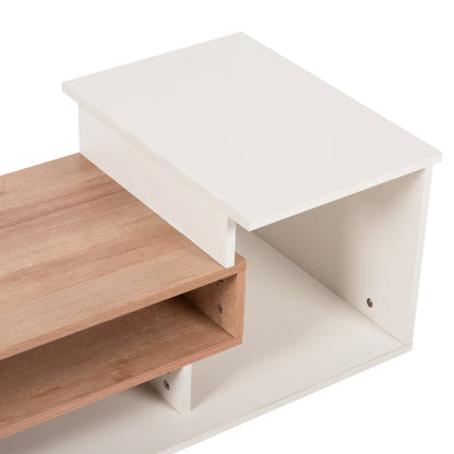 Coffee Table Rosamund Hm8868.11 Melamine In White & Natural 90x50x24,5-35hcm.
