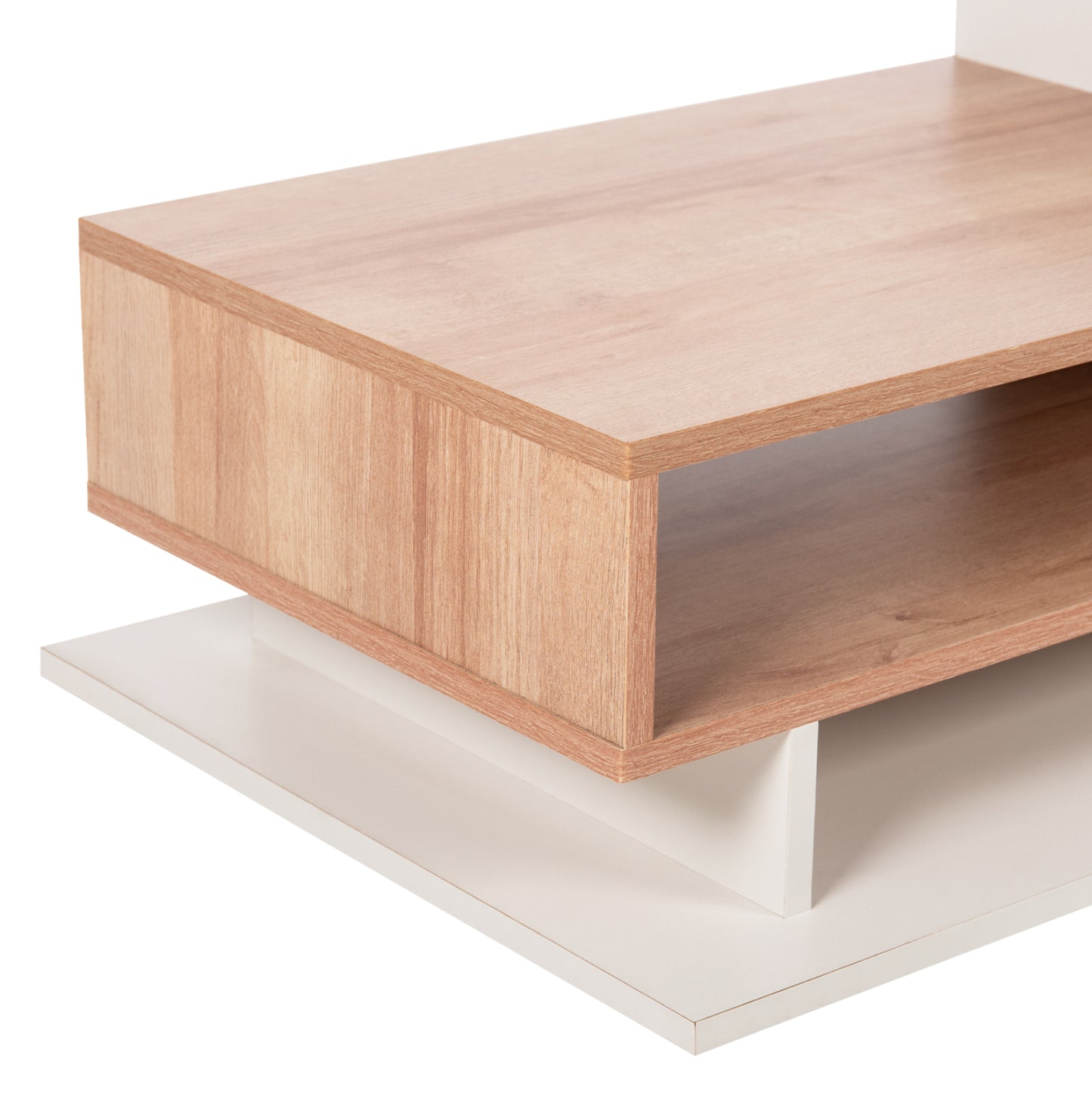 Coffee Table Rosamund Hm8868.11 Melamine In White & Natural 90x50x24,5-35hcm.