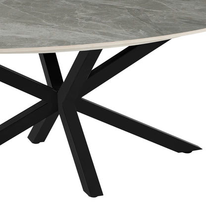 Coffee Table Oval Eragon Hm18463.03 Sintered Stone Top In Grey Marble Color 120x60x45hcm