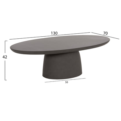 Coffee Table Oval Breccan Hm6594.01 Grey Fiber Cement 130x70x42hcm.