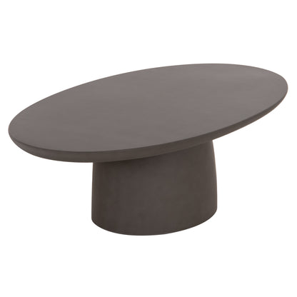 Coffee Table Oval Breccan Hm6594.01 Grey Fiber Cement 130x70x42hcm.