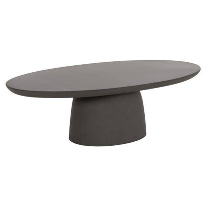 Coffee Table Oval Breccan Hm6594.01 Grey Fiber Cement 130x70x42hcm.