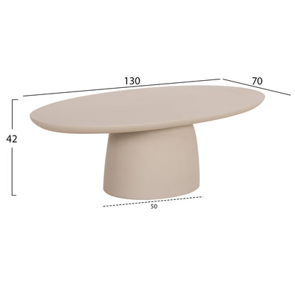 Coffee Table Oval Breccan Hm6594.02 Beige Fiber Cement 130x70x42hcm.