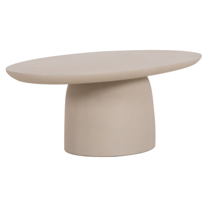 Coffee Table Oval Breccan Hm6594.02 Beige Fiber Cement 130x70x42hcm.