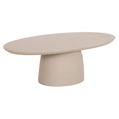 Coffee Table Oval Breccan Hm6594.02 Beige Fiber Cement 130x70x42hcm.