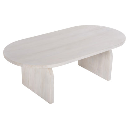 Coffee Table Oval Honky Hm9691 Solid Mango Wood In White 120x60x40hcm.
