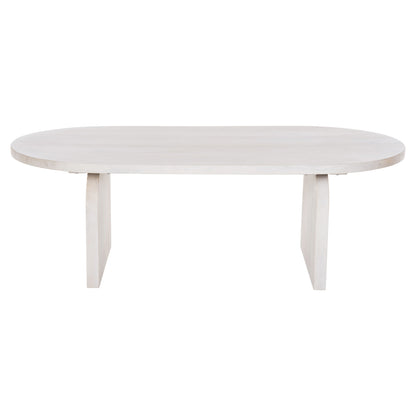 Coffee Table Oval Honky Hm9691 Solid Mango Wood In White 120x60x40hcm.