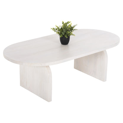 Coffee Table Oval Honky Hm9691 Solid Mango Wood In White 120x60x40hcm.