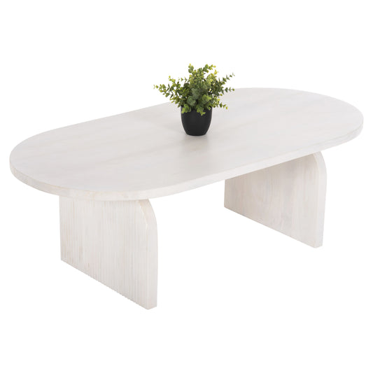 Coffee Table Oval Honky Hm9691 Solid Mango Wood In White 120x60x40hcm.