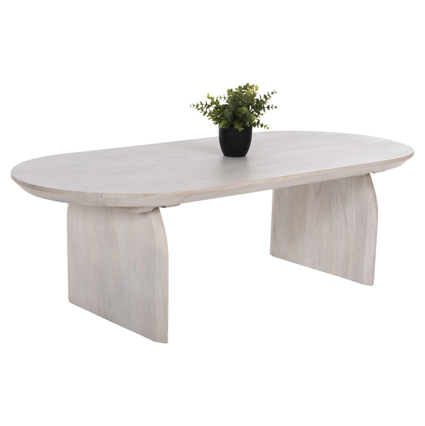 Coffee Table Oval Honky Hm9710 Solid Mango Wood In White 130x60x40hcm.