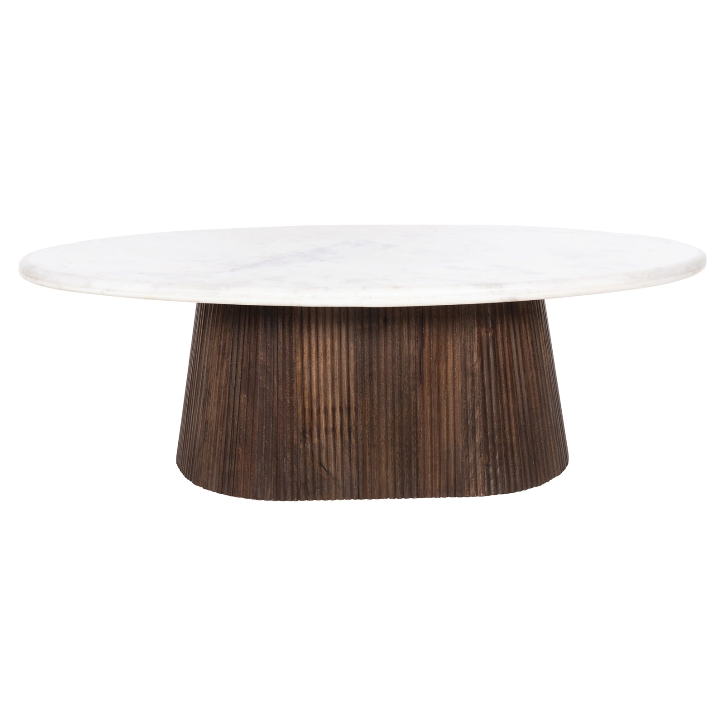 Coffee Table Oval Purger Hm9716 Solid Mango-white Marble 120x70x38hcm.