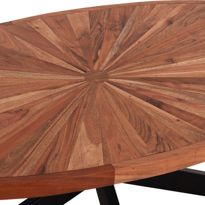 Coffee Table Oval Montana Superior Hm9906 Acacia Wood-metal 120x61x45hcm.