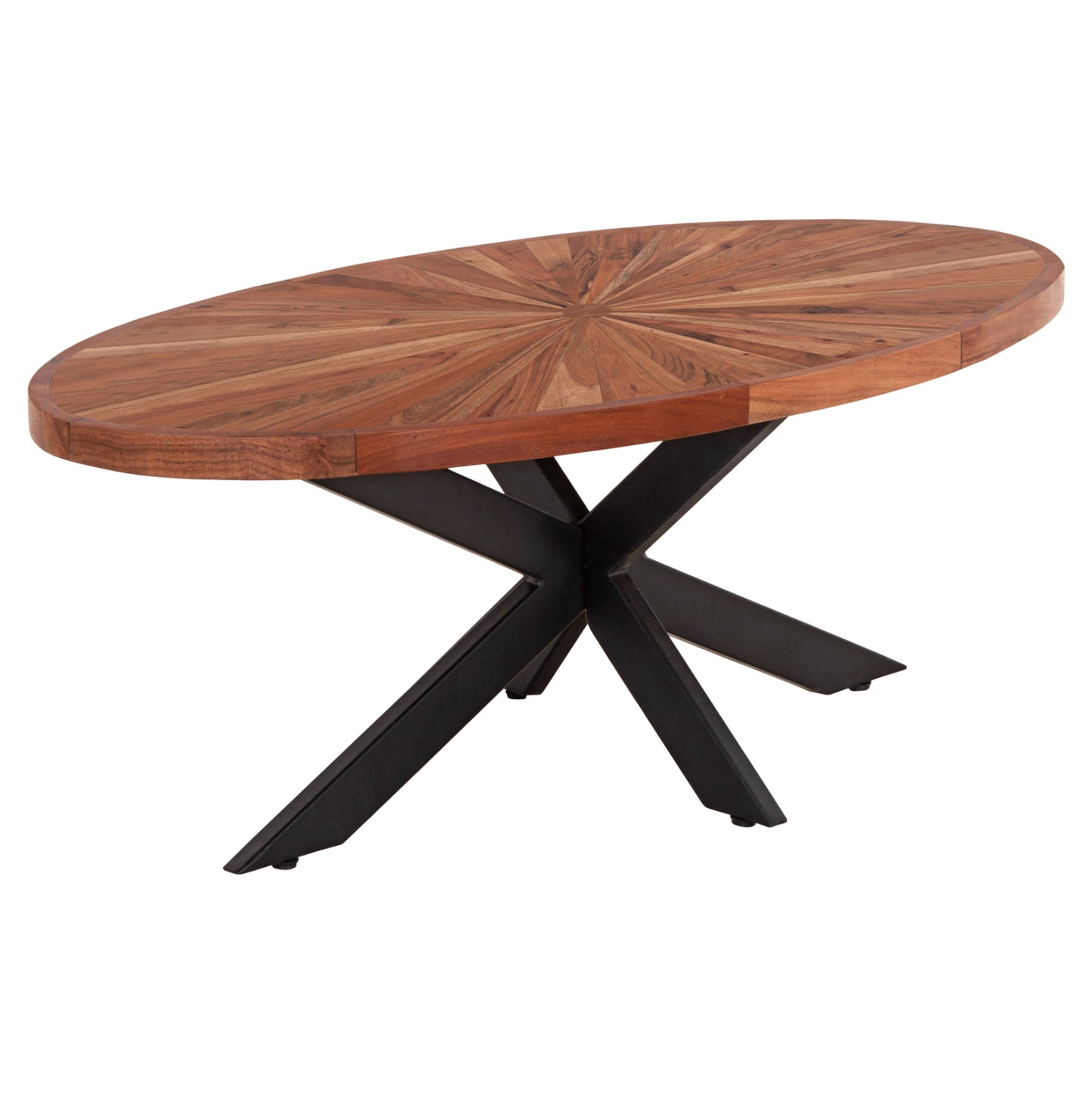 Coffee Table Oval Montana Superior Hm9906 Acacia Wood-metal 120x61x45hcm.