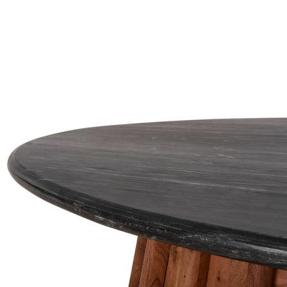 Coffee Table Oval Draxx Hm9934 Solid Acacia Wood-black Marble Top 120x70x38hcm.