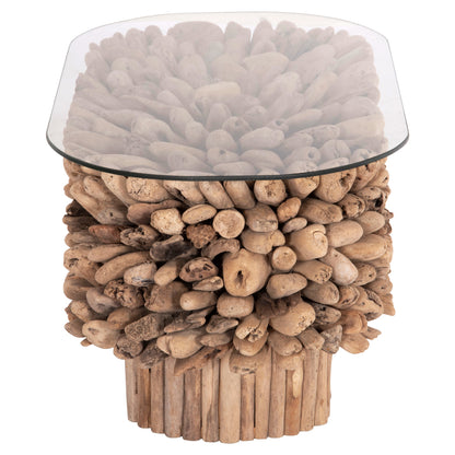 Coffee Table Oval Sparrow Hm9962 Driftwood--glass 106x55,5x50,5hcm.