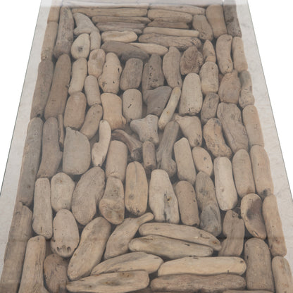 Coffee Table Rectangular Sparrow Hm18366 Driftwood--glass 105x45x47hcm.